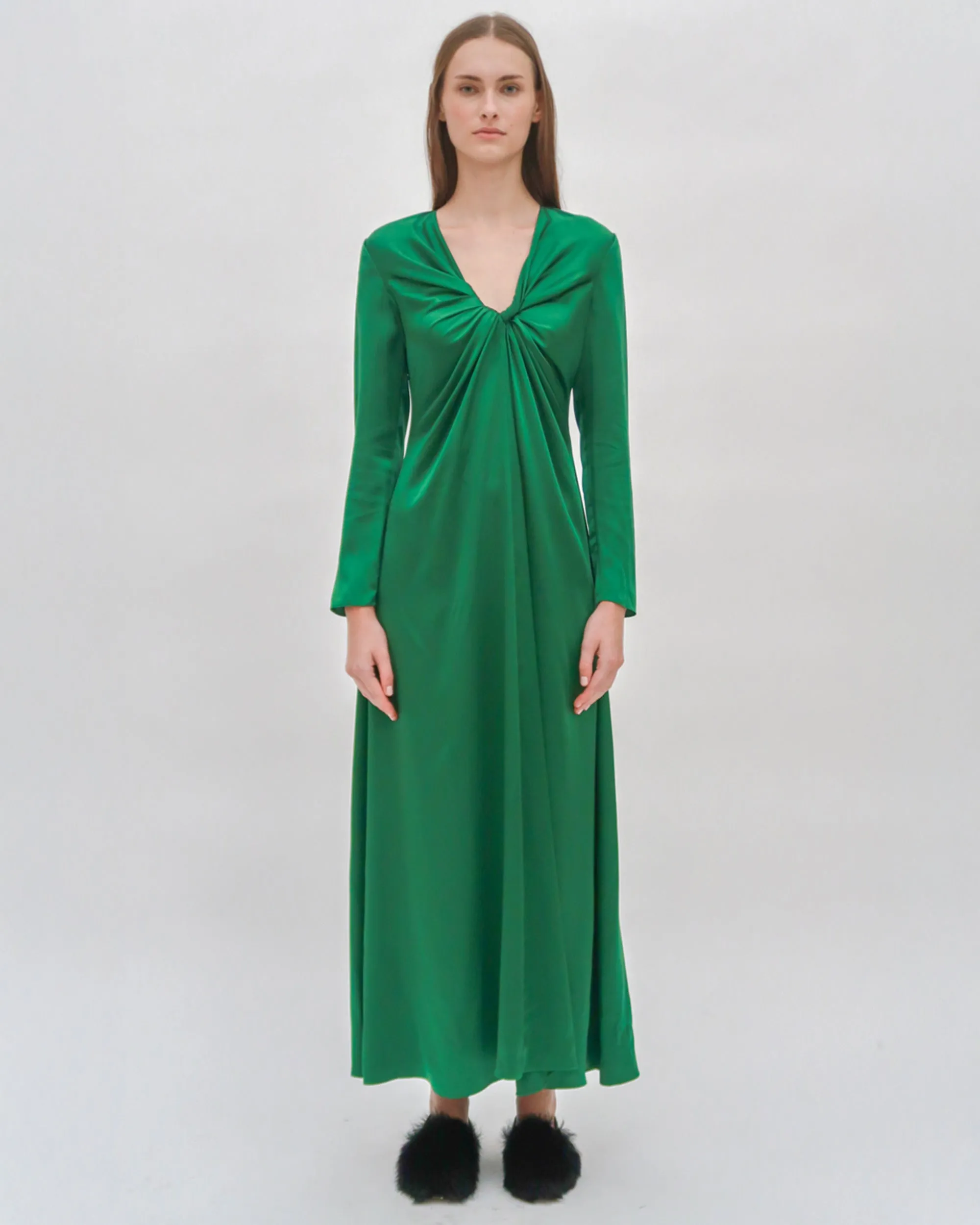 TWIST FRONT LONG SLEEVE GOWN