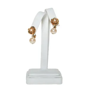 Vendome Gold Rose with Pearl Drop Earrings