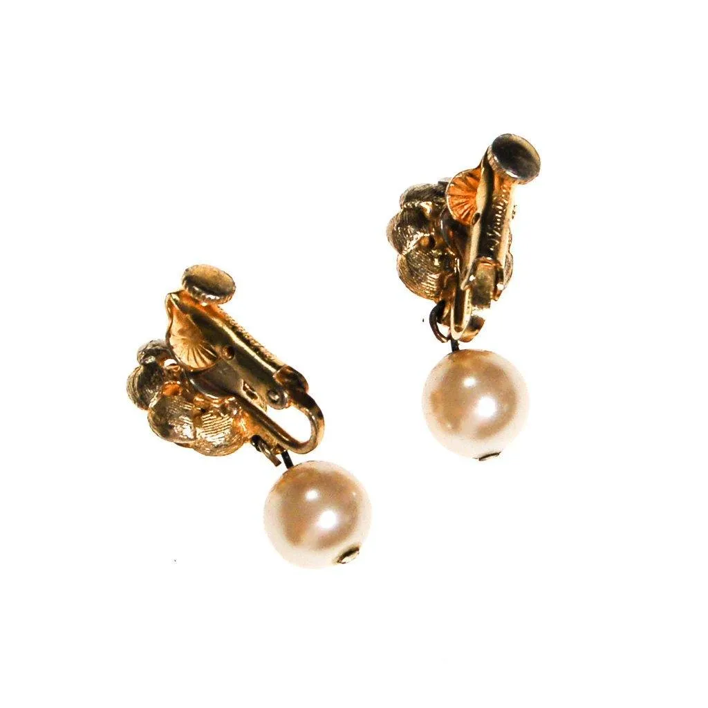 Vendome Gold Rose with Pearl Drop Earrings