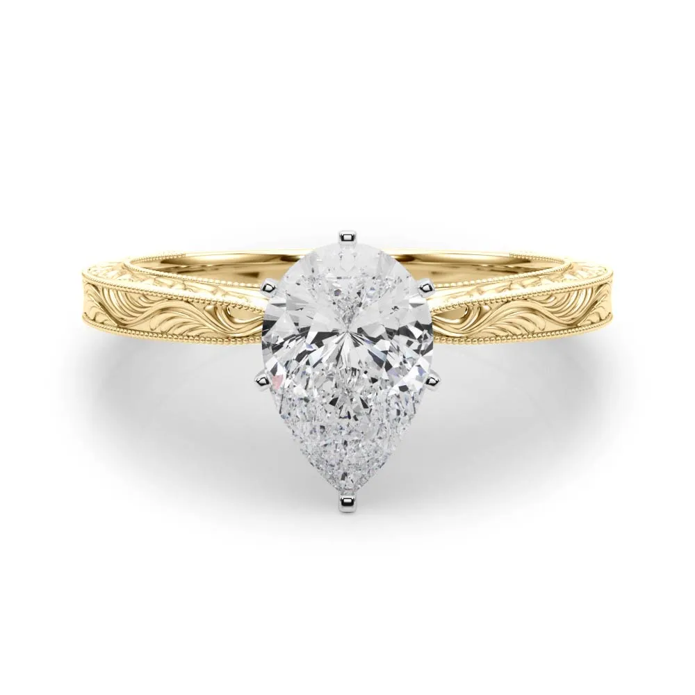 Victoria Pear Diamond Solitaire Engagement Ring