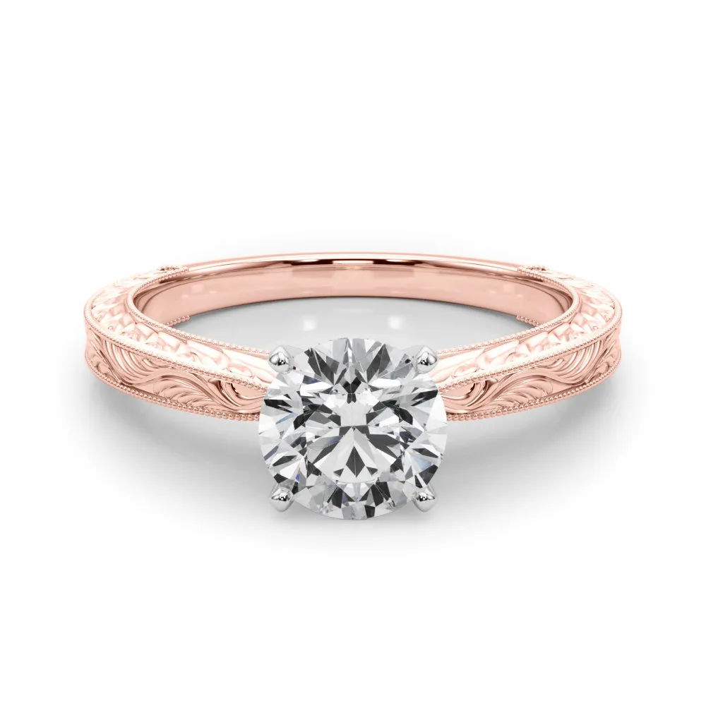 Victoria Round Diamond Solitaire Engagement Ring