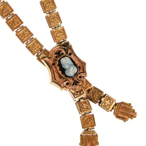 Victorian Book Chain Cameo Necklace