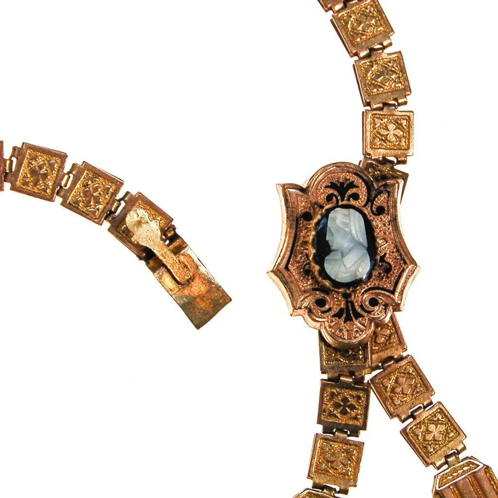 Victorian Book Chain Cameo Necklace