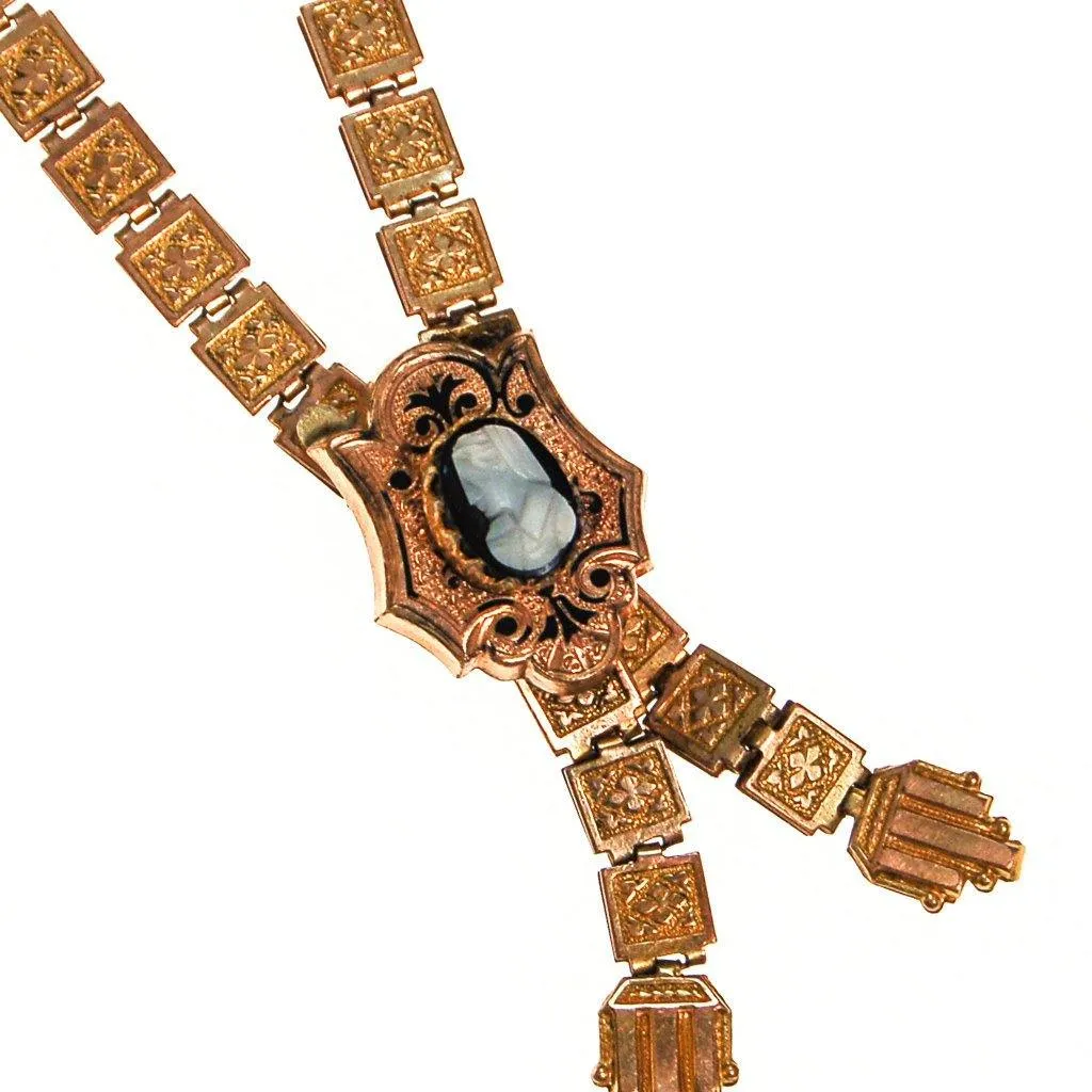Victorian Book Chain Cameo Necklace