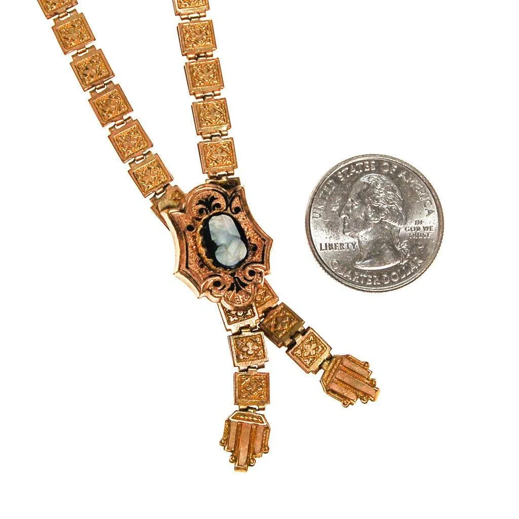 Victorian Book Chain Cameo Necklace