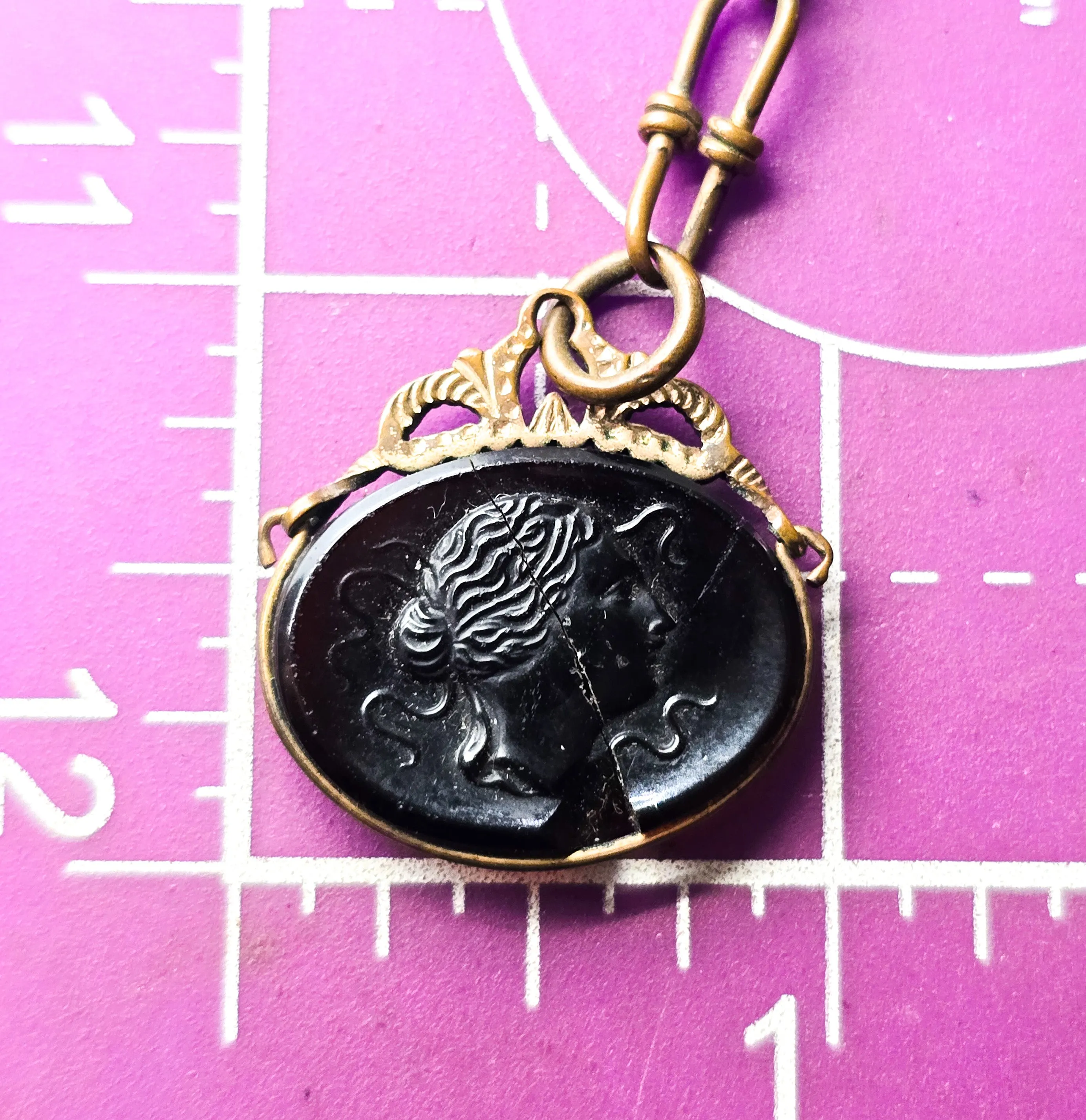 Victorian  Gold filled carnelian Carved Cameo antique watch fob medal Damaged