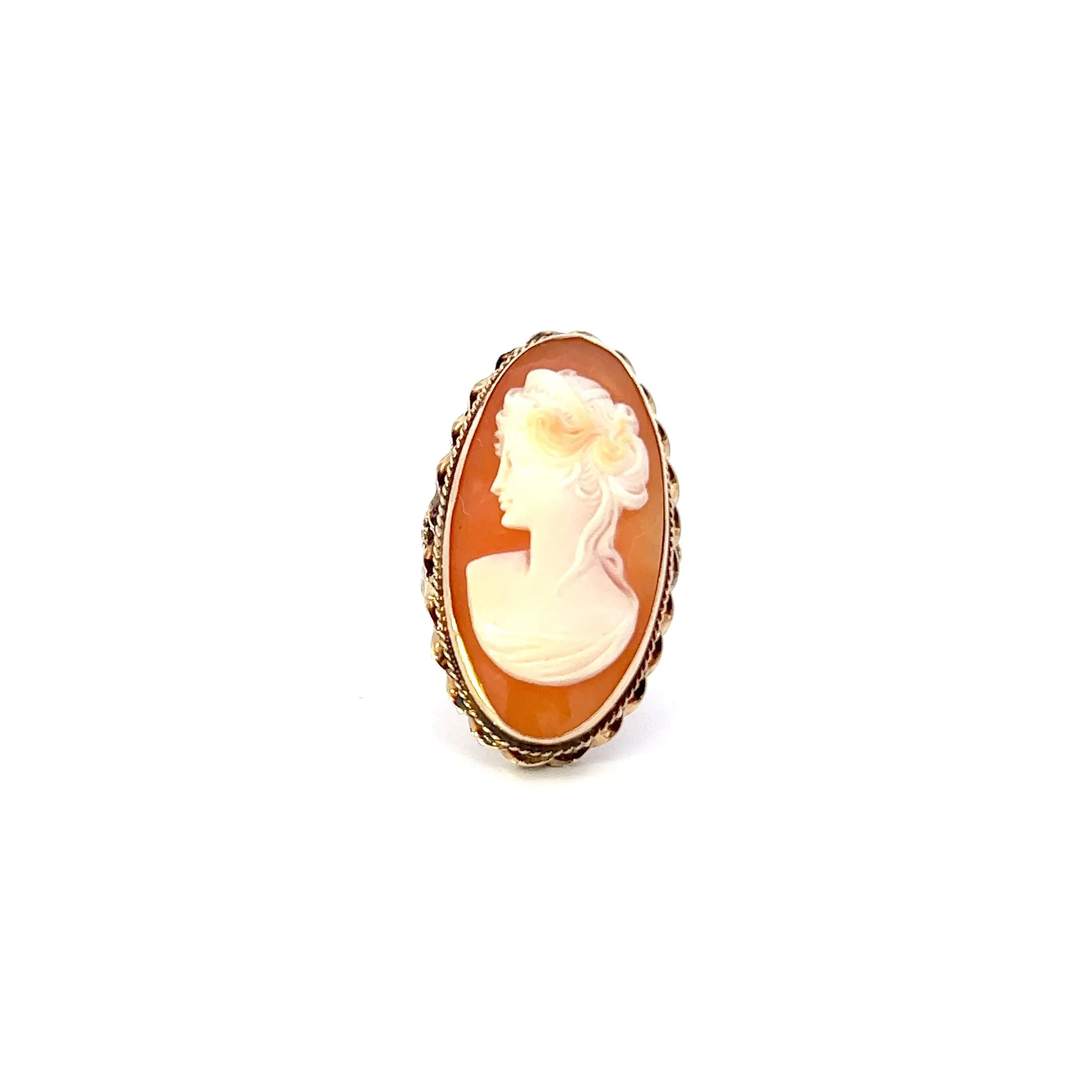 Vintage 14KT Yellow Gold Oval Cameo Ring