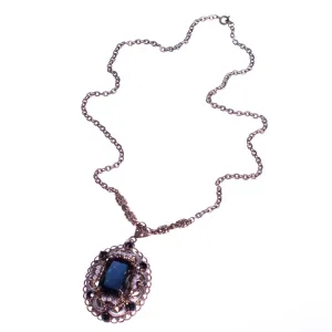 Vintage 1950s West German Crystal and Faux Pearl Filigree Necklace