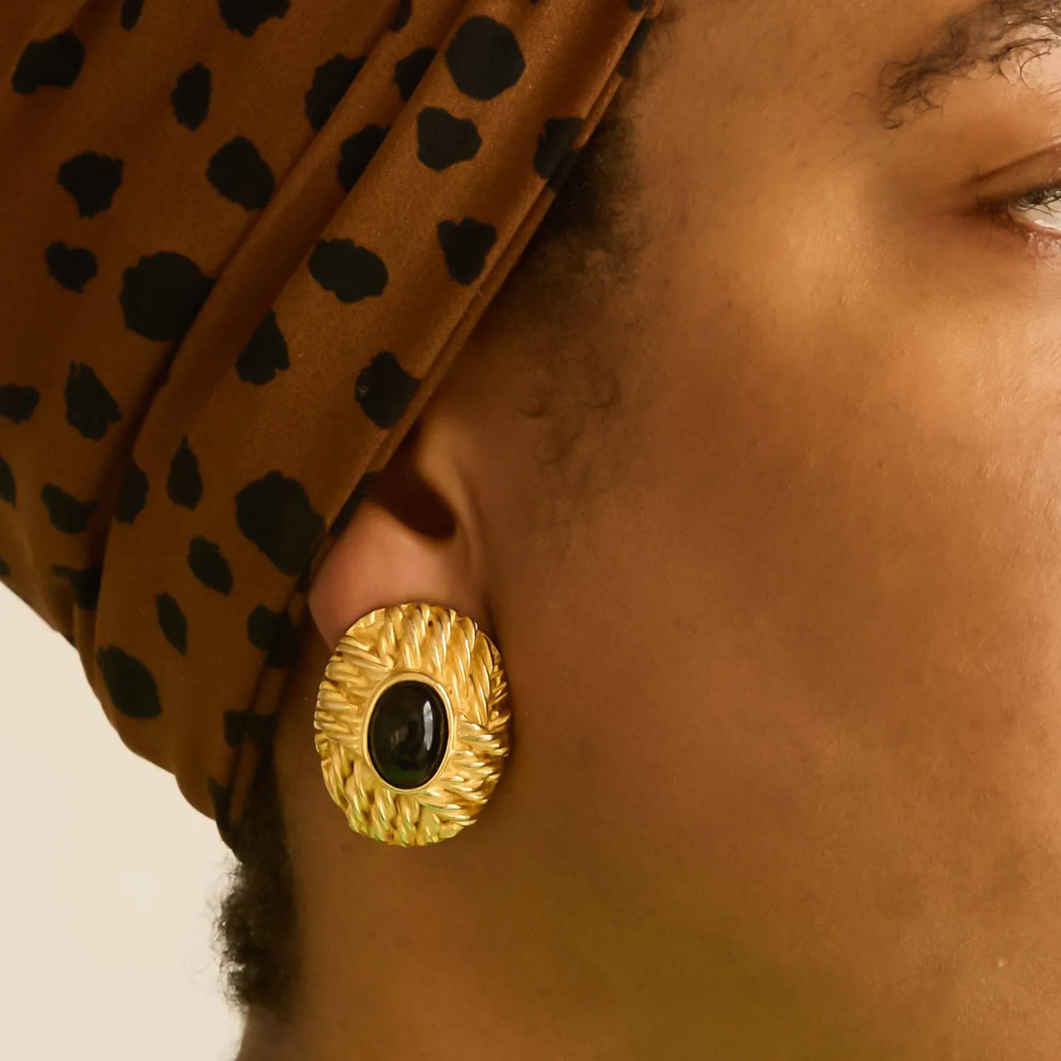 Vintage Black and Gold Woven Earrings