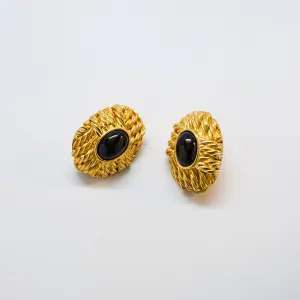 Vintage Black and Gold Woven Earrings