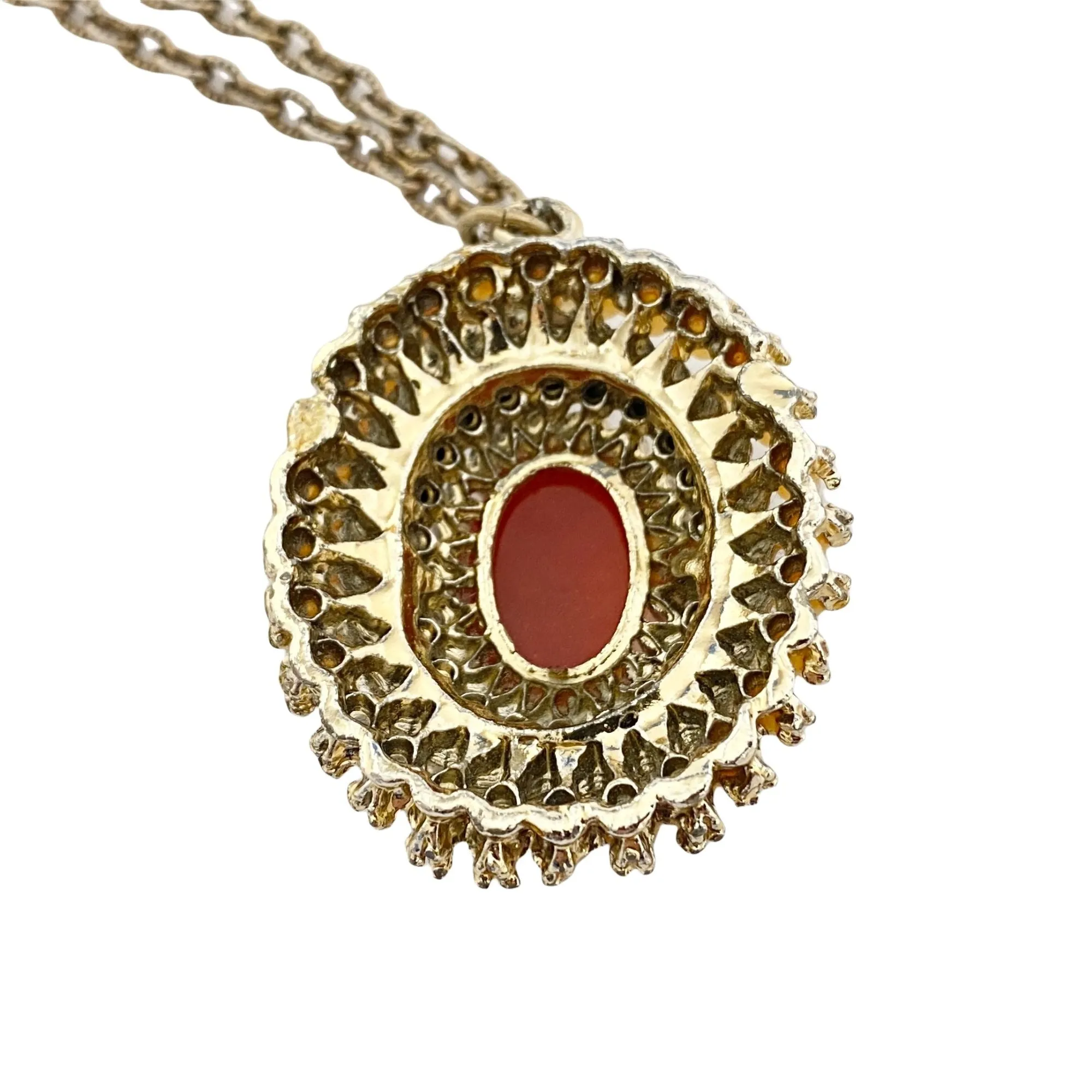 Vintage Cameo and Aurora Borealis Rhinestone Necklace
