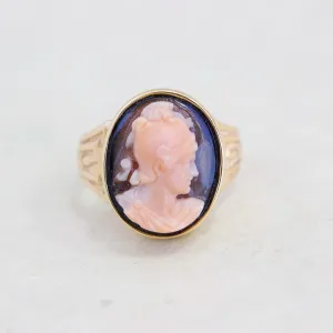 Vintage Cameo Lady Ring, 14k