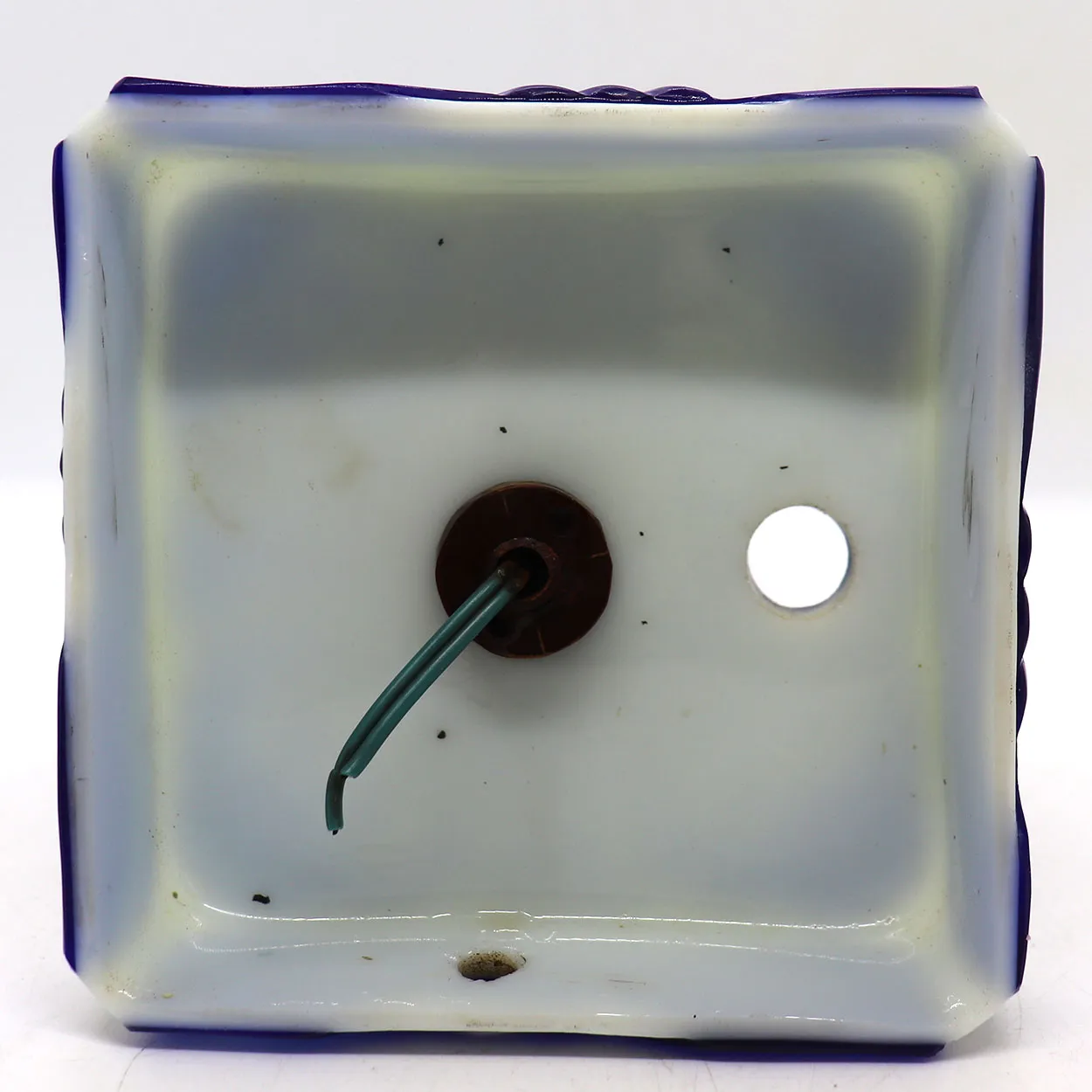 Vintage Chinese Peking Glass Blue and White Candlestick Lamp Base