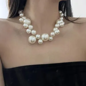 Vintage Double Layer Pearl Choker Necklace for Women Elegant Collar Necklace Bridals Wedding Jewelry Gift for Her