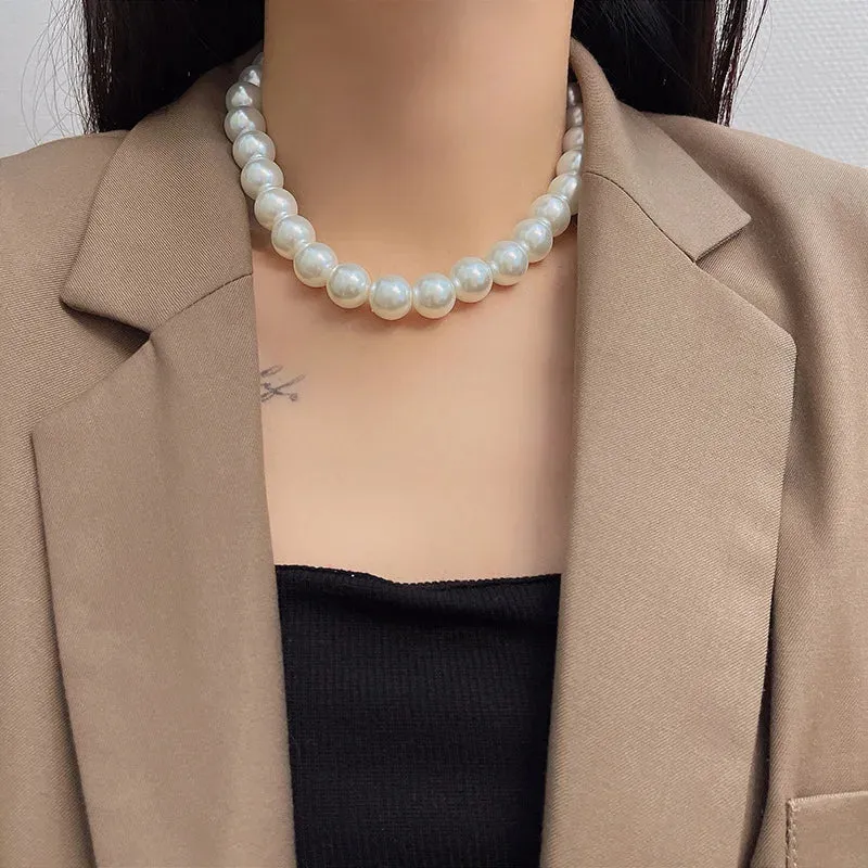 Vintage Double Layer Pearl Choker Necklace for Women Elegant Collar Necklace Bridals Wedding Jewelry Gift for Her