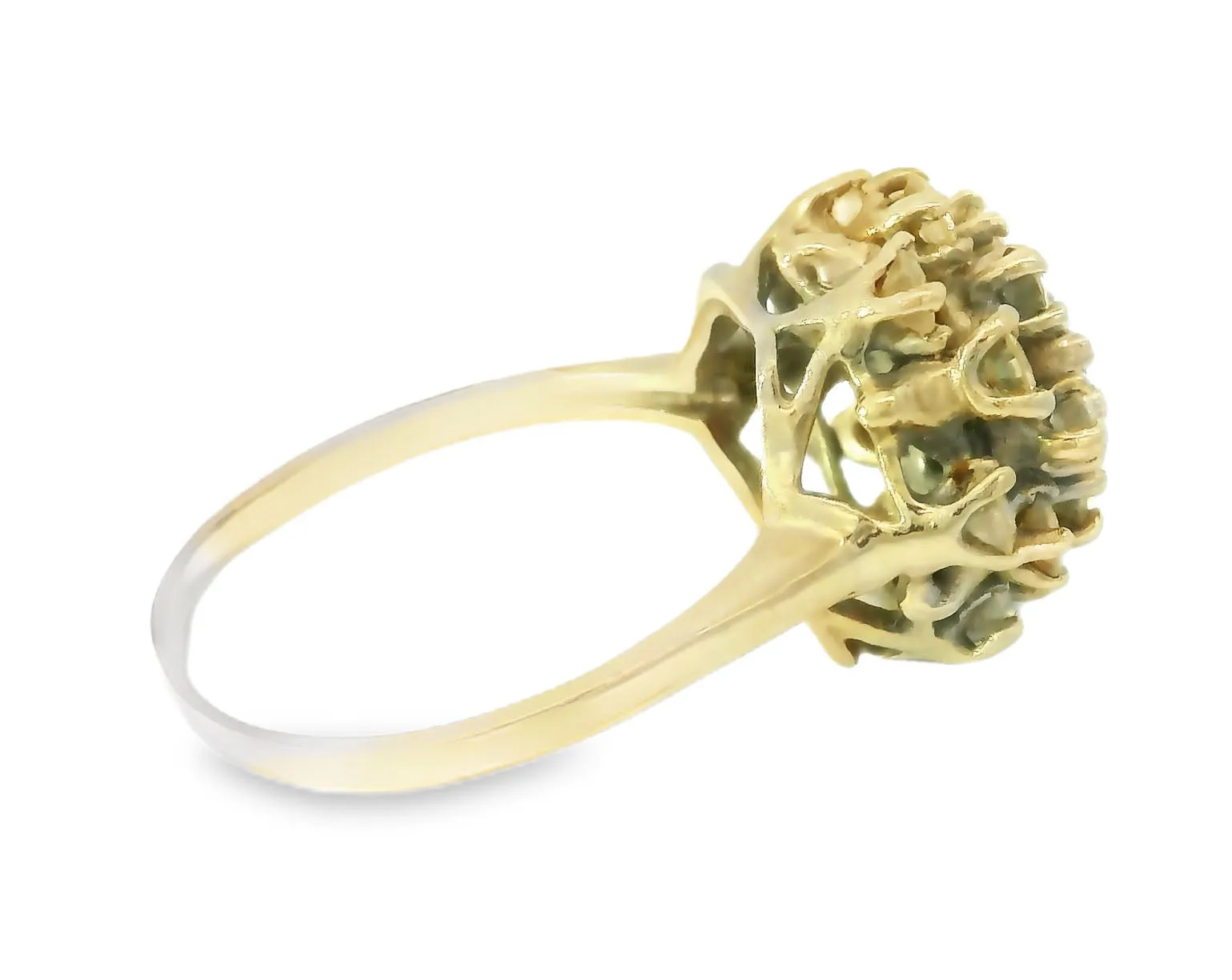 Vintage Estate 14K White Gold Diamond Filigree Round Cocktail Floral Ring