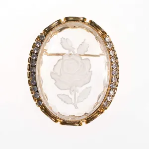Vintage Etched Floral Cameo Style Brooch