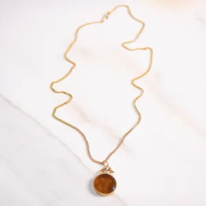 Vintage Gold Mythological Crystal Carved Cameo Necklace