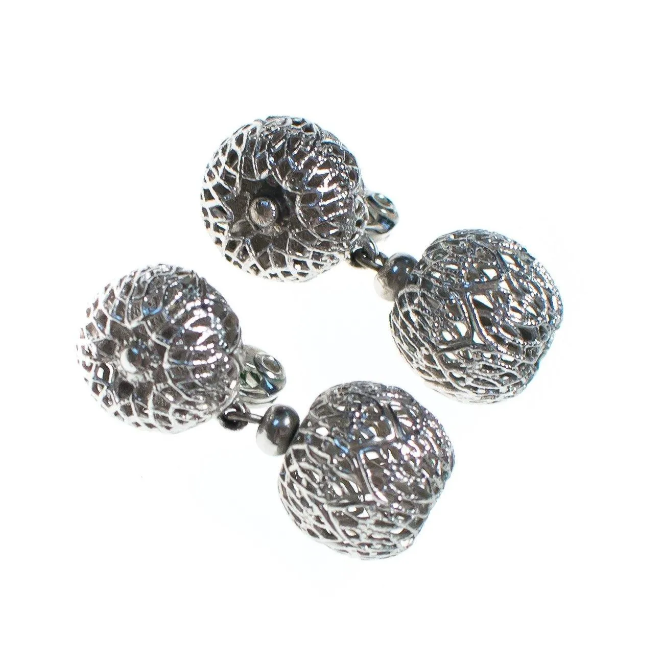 Vintage Monet Silver Filigree Danging Bead Earrings