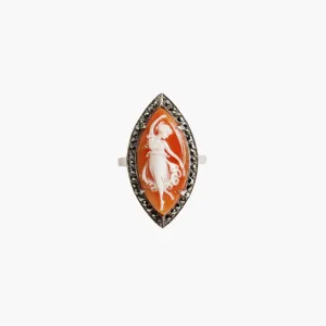 Vintage Muse Cameo Ring with Marcasite