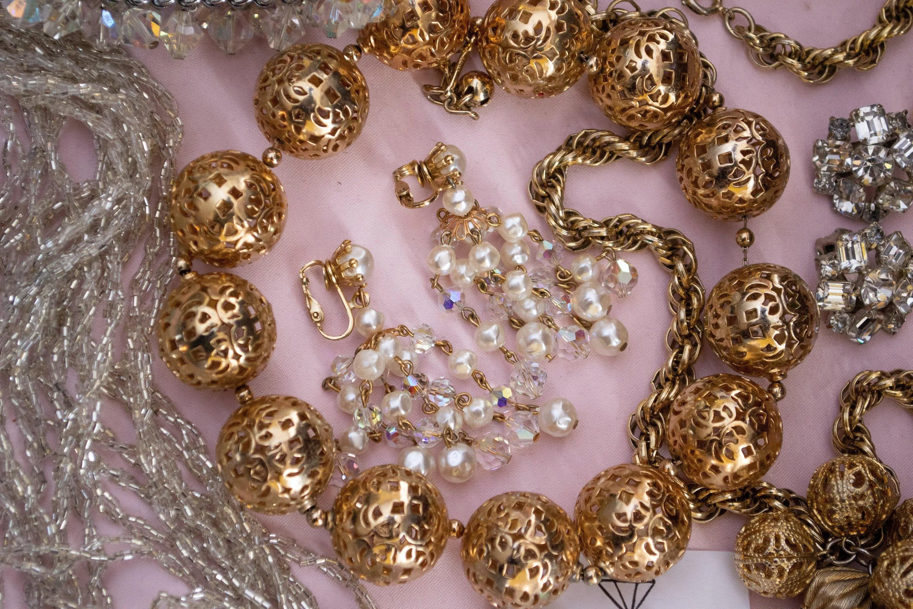 Vintage Napier Chunky Filigree Bead Necklace