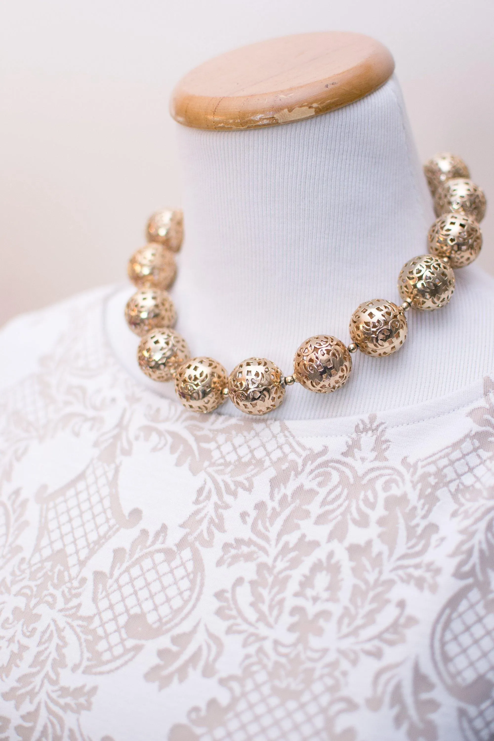 Vintage Napier Chunky Filigree Bead Necklace