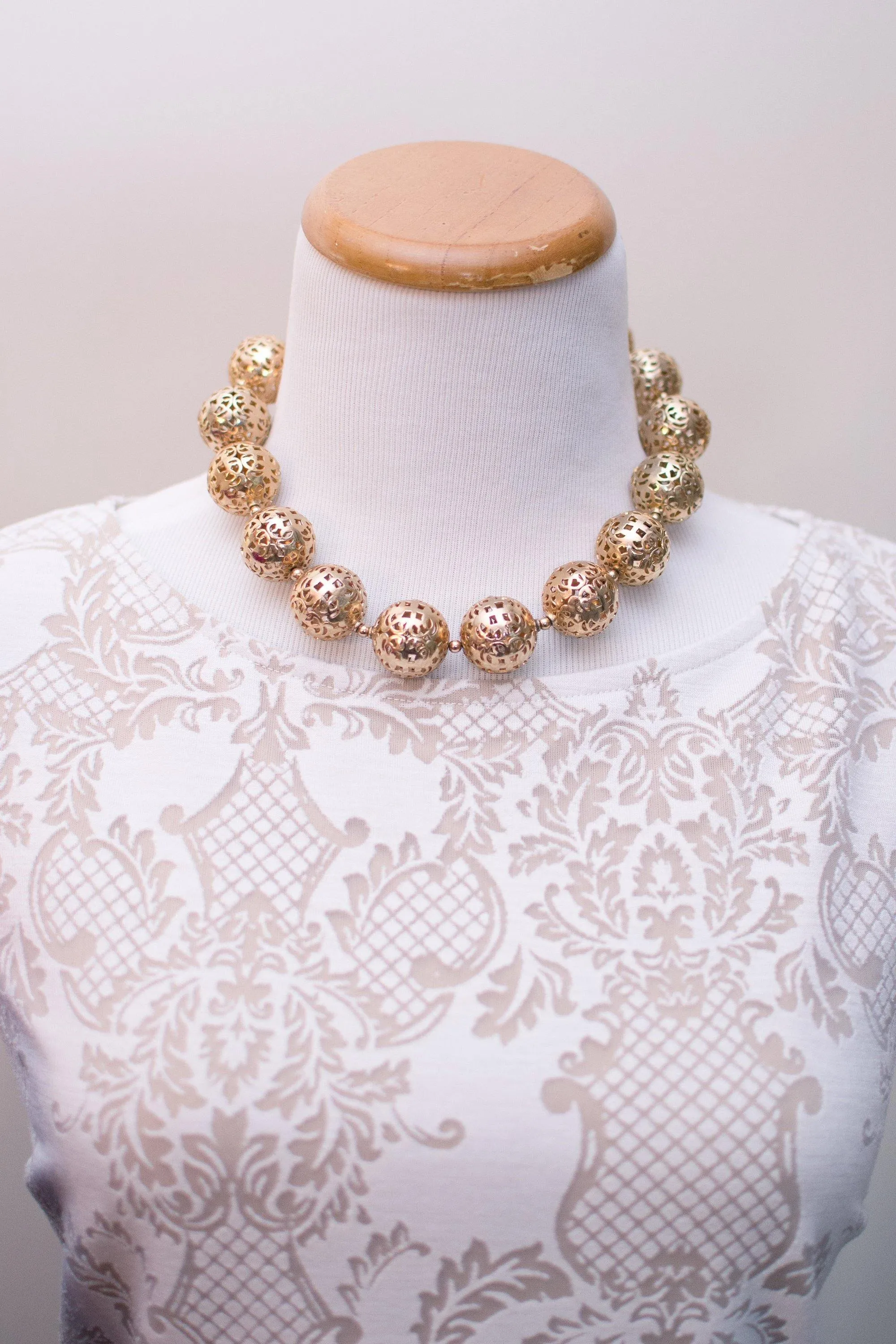 Vintage Napier Chunky Filigree Bead Necklace
