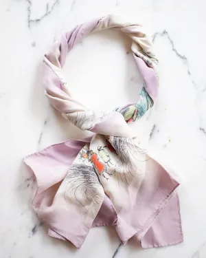 Vintage Parishian Street Scene Hand Dyed Pastel Colored Silk Scarf