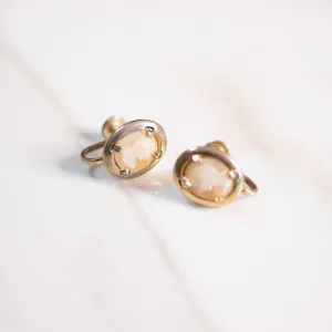 Vintage Petite Gold Shell Cameo Earrings