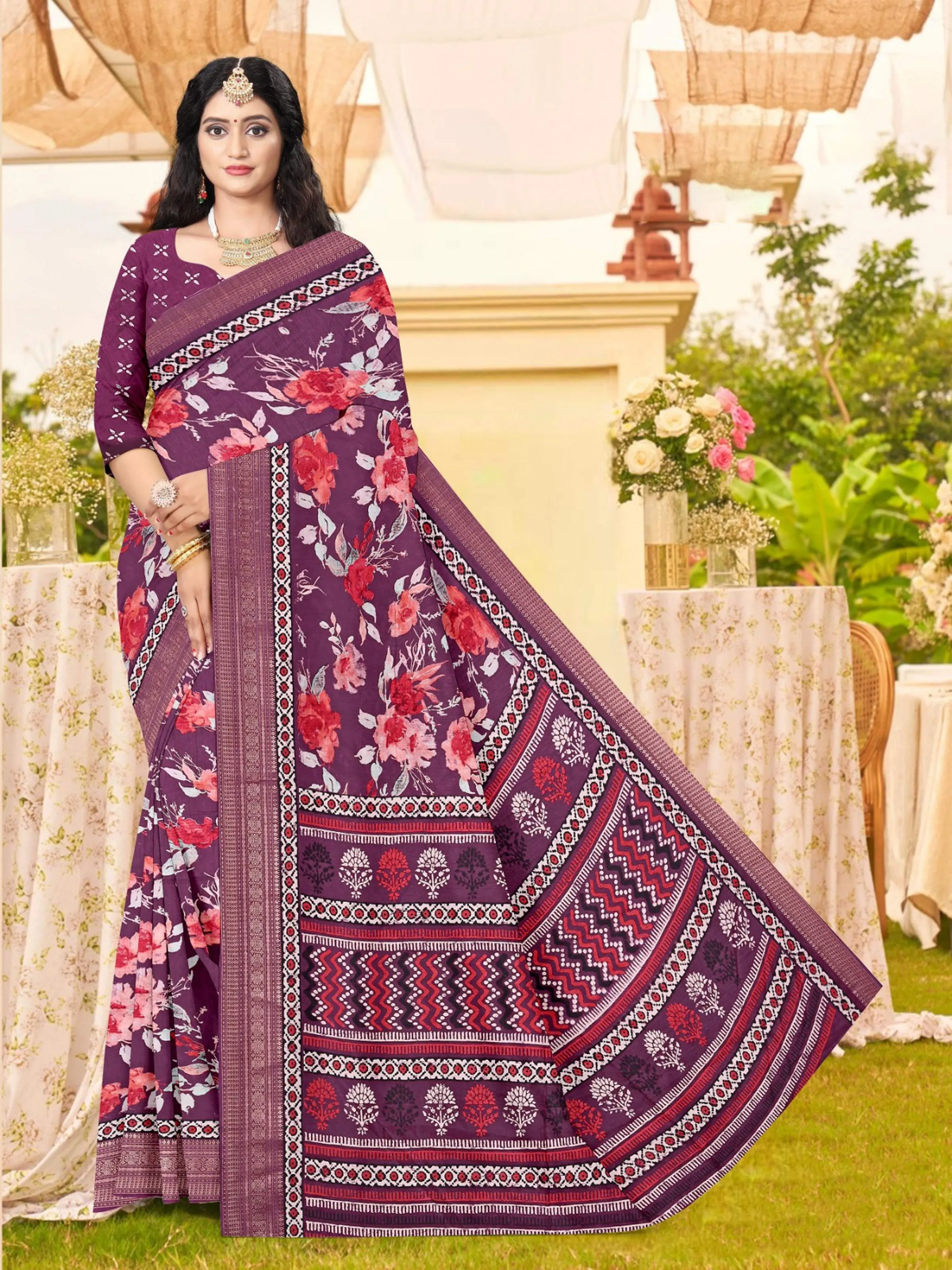 Violet Jute silk saree