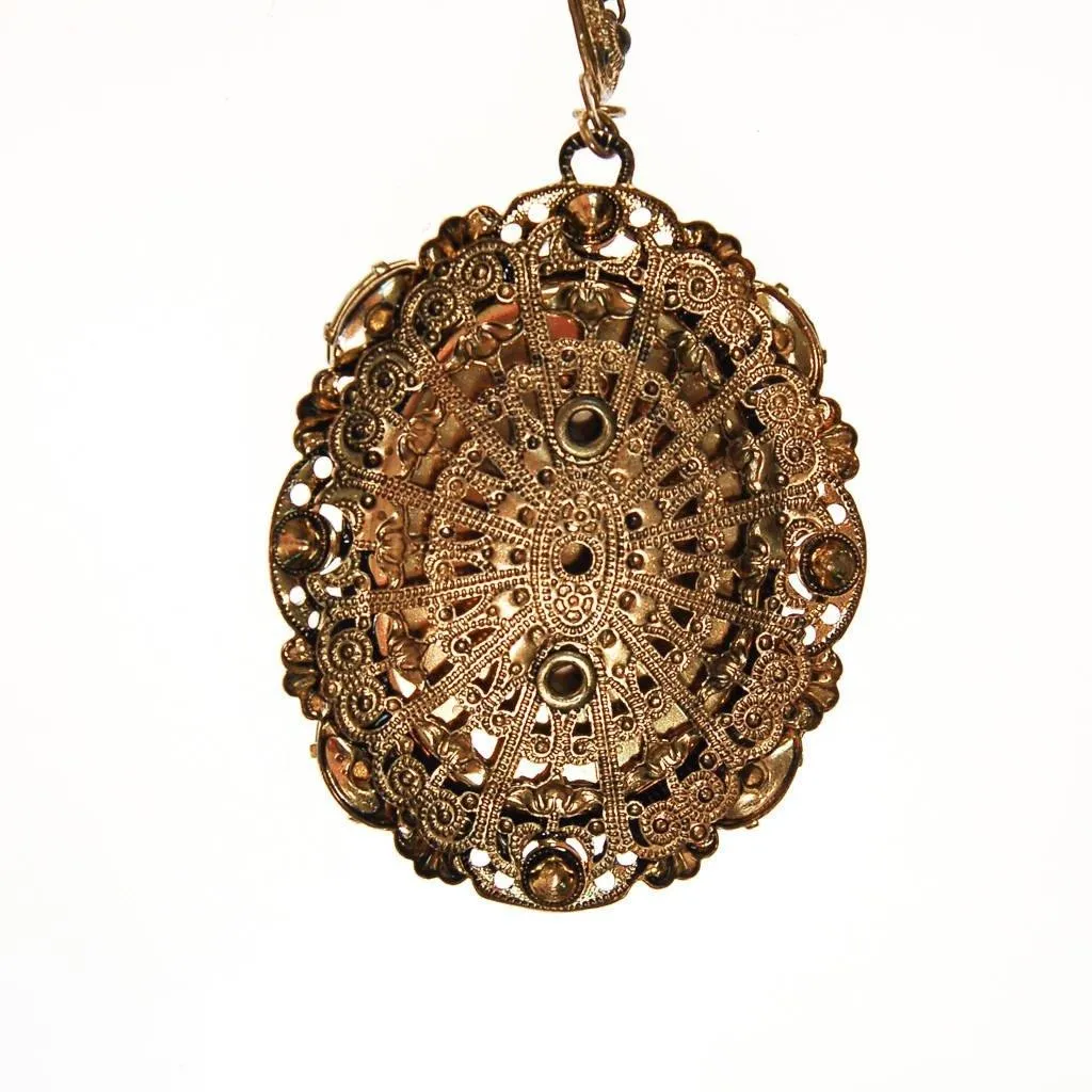 West Germany Black and White Cameo Pendant Necklace