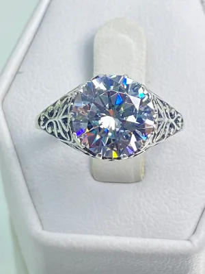 White CZ Ring, Victorian Jewelry, Ivy Ring #D13