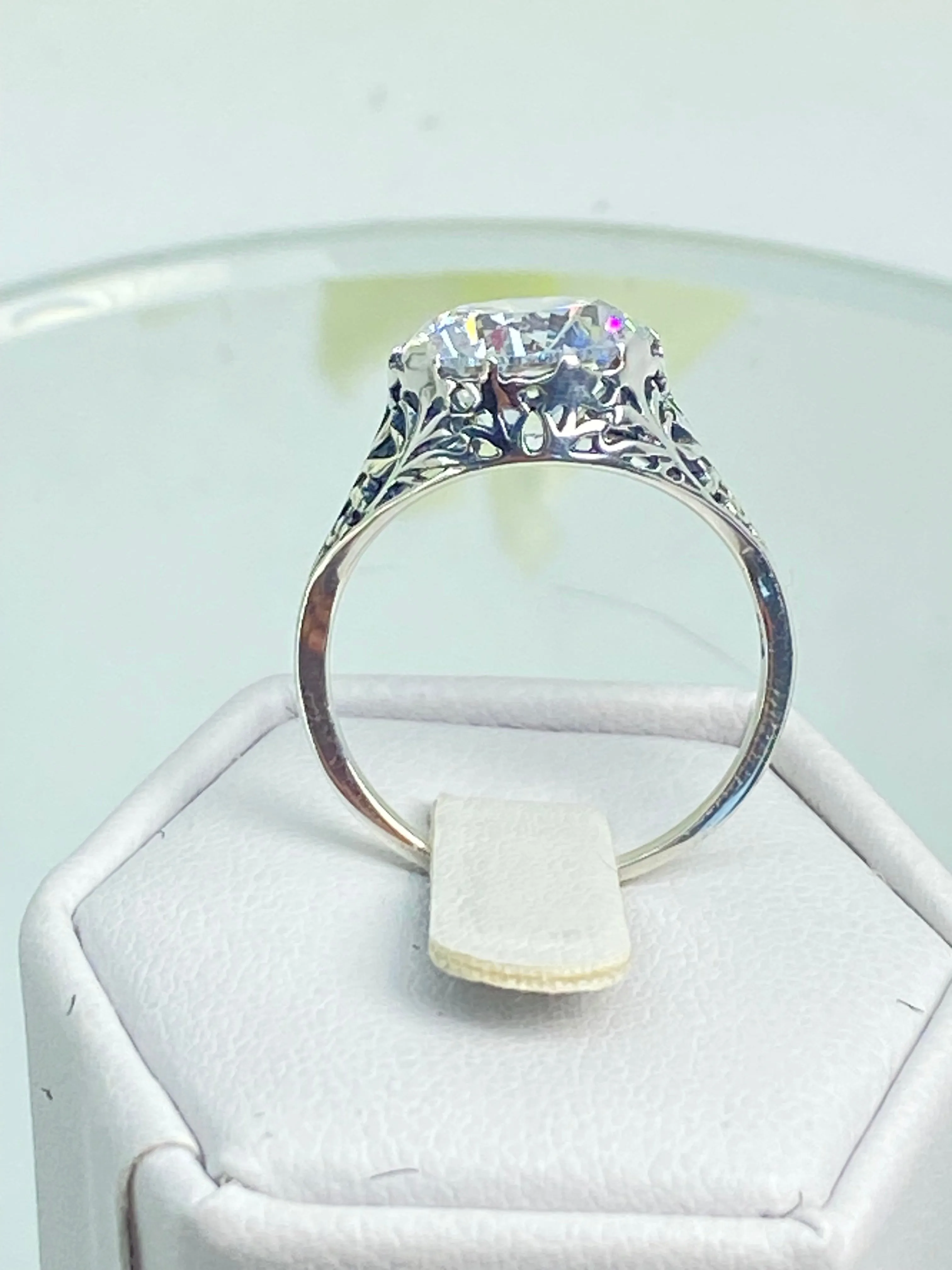White CZ Ring, Victorian Jewelry, Ivy Ring #D13