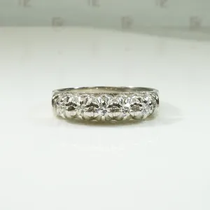 White Gold Filigree Five Diamond Band