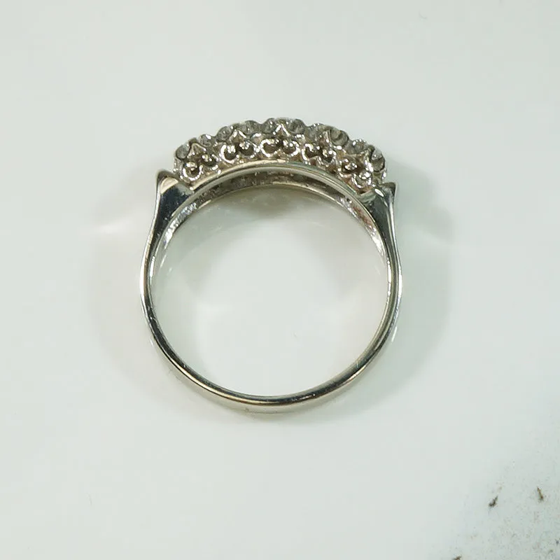 White Gold Filigree Five Diamond Band