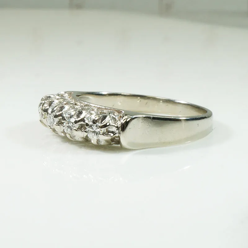 White Gold Filigree Five Diamond Band