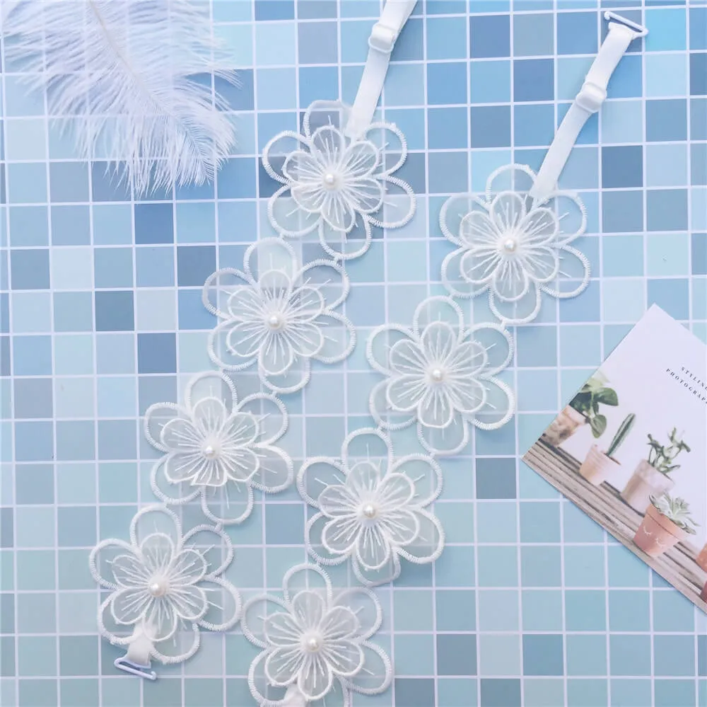 White Lace Big Flower Bra Strap