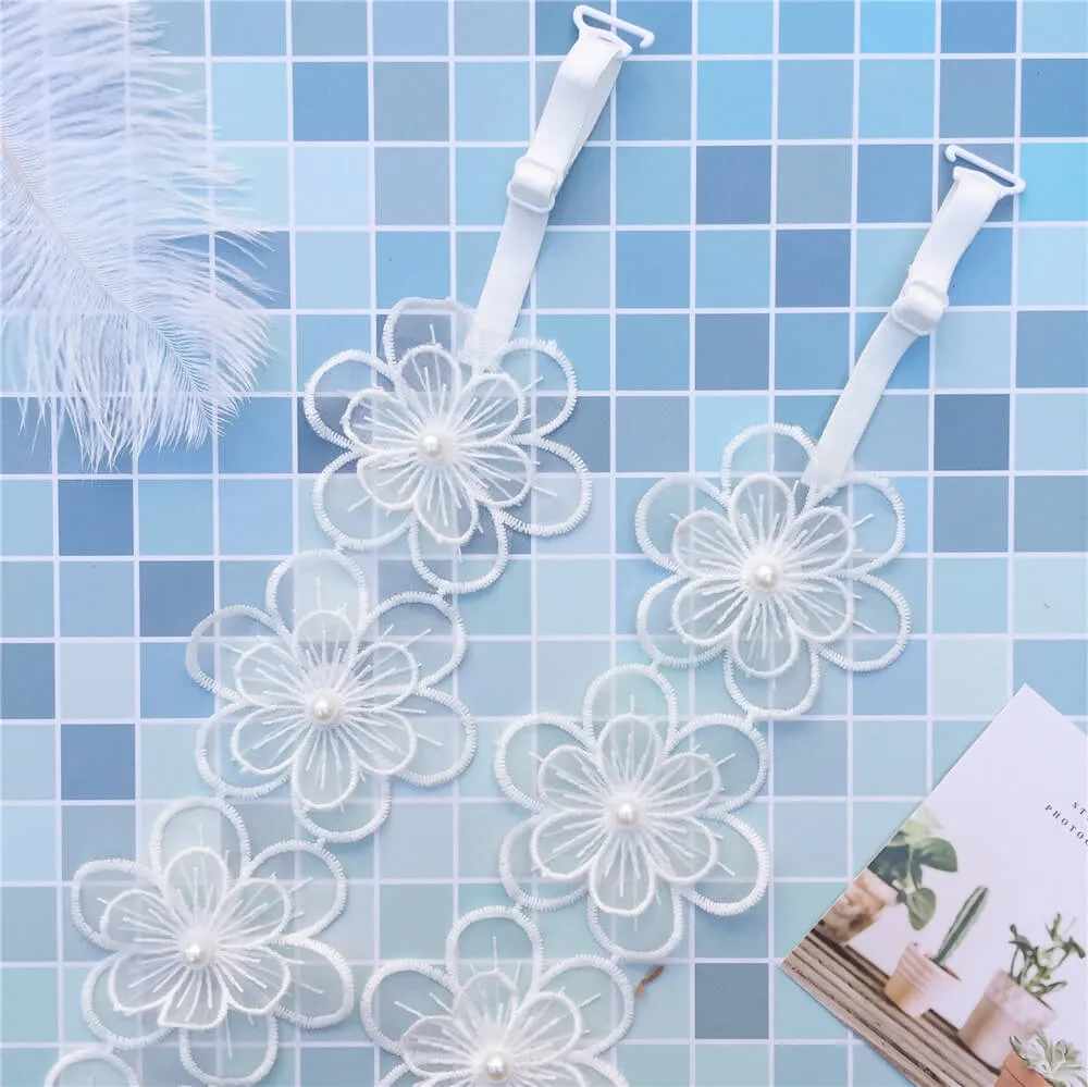 White Lace Big Flower Bra Strap