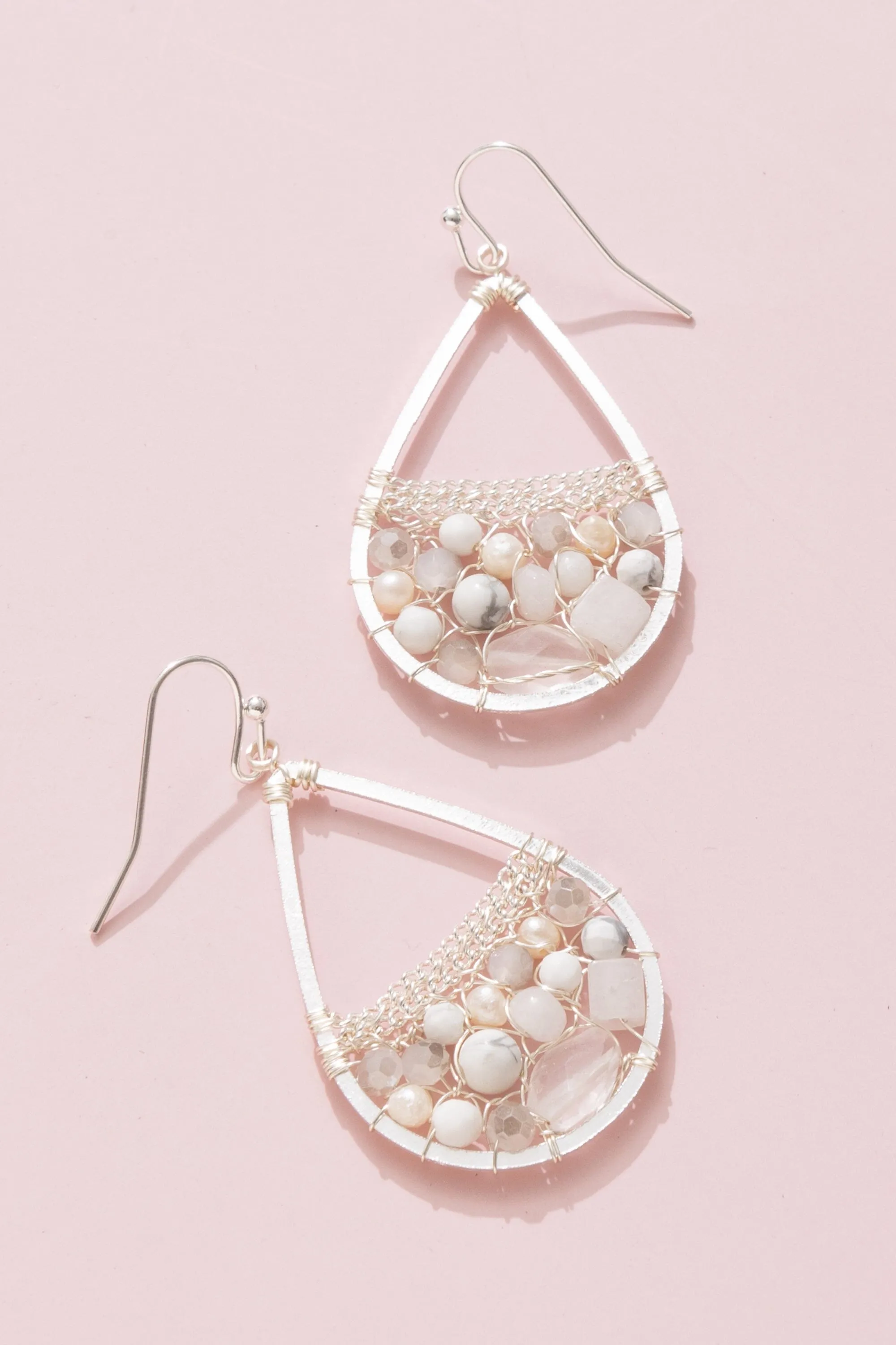 White Mix Beaded Earrings