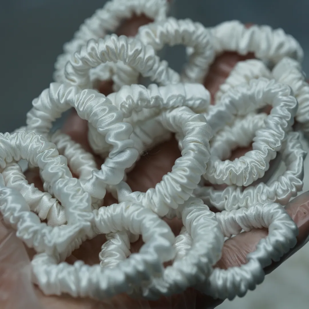 White Silk Scrunchie Tiny - For Adult / Baby / Toddler