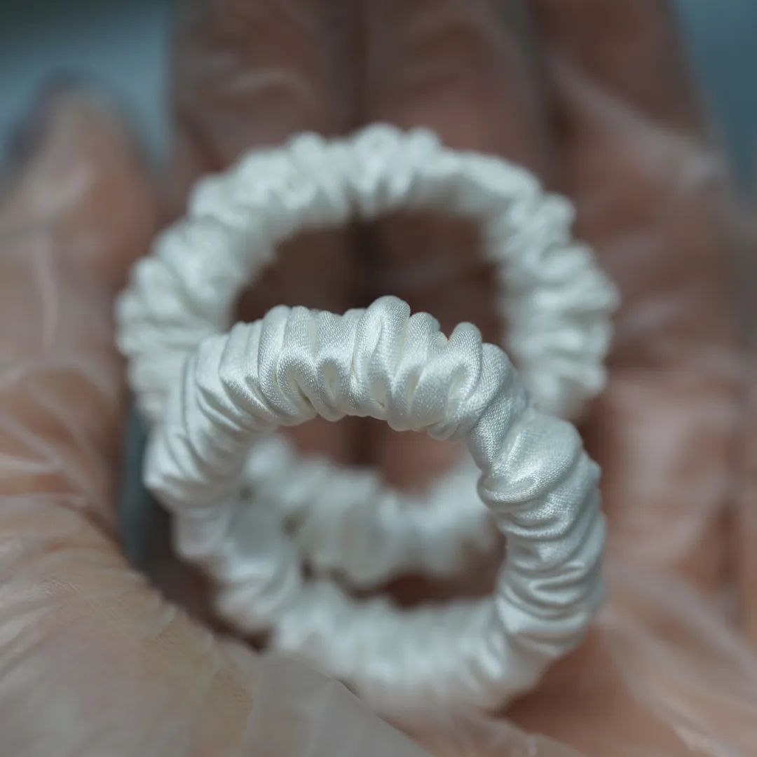 White Silk Scrunchie Tiny - For Adult / Baby / Toddler