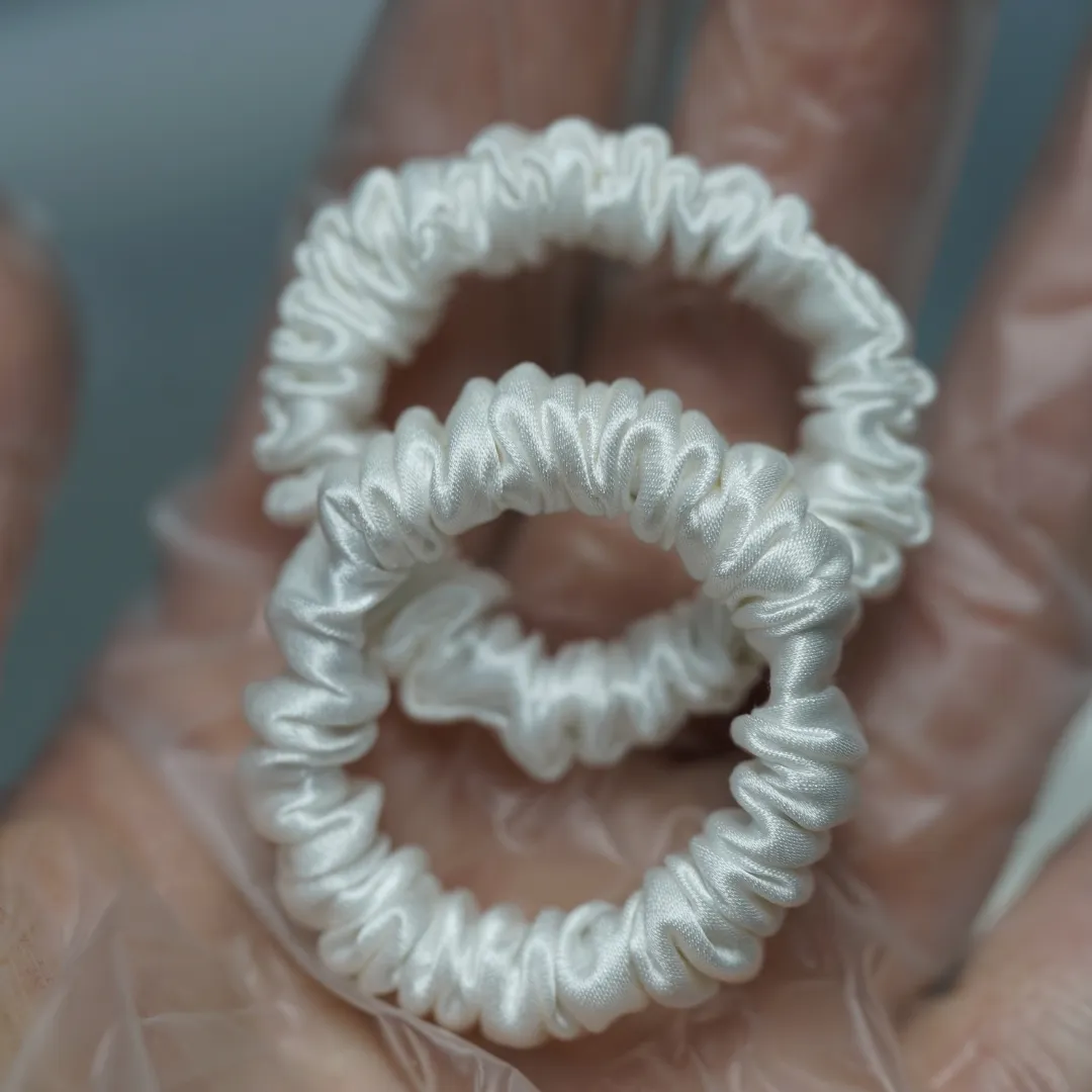 White Silk Scrunchie Tiny - For Adult / Baby / Toddler