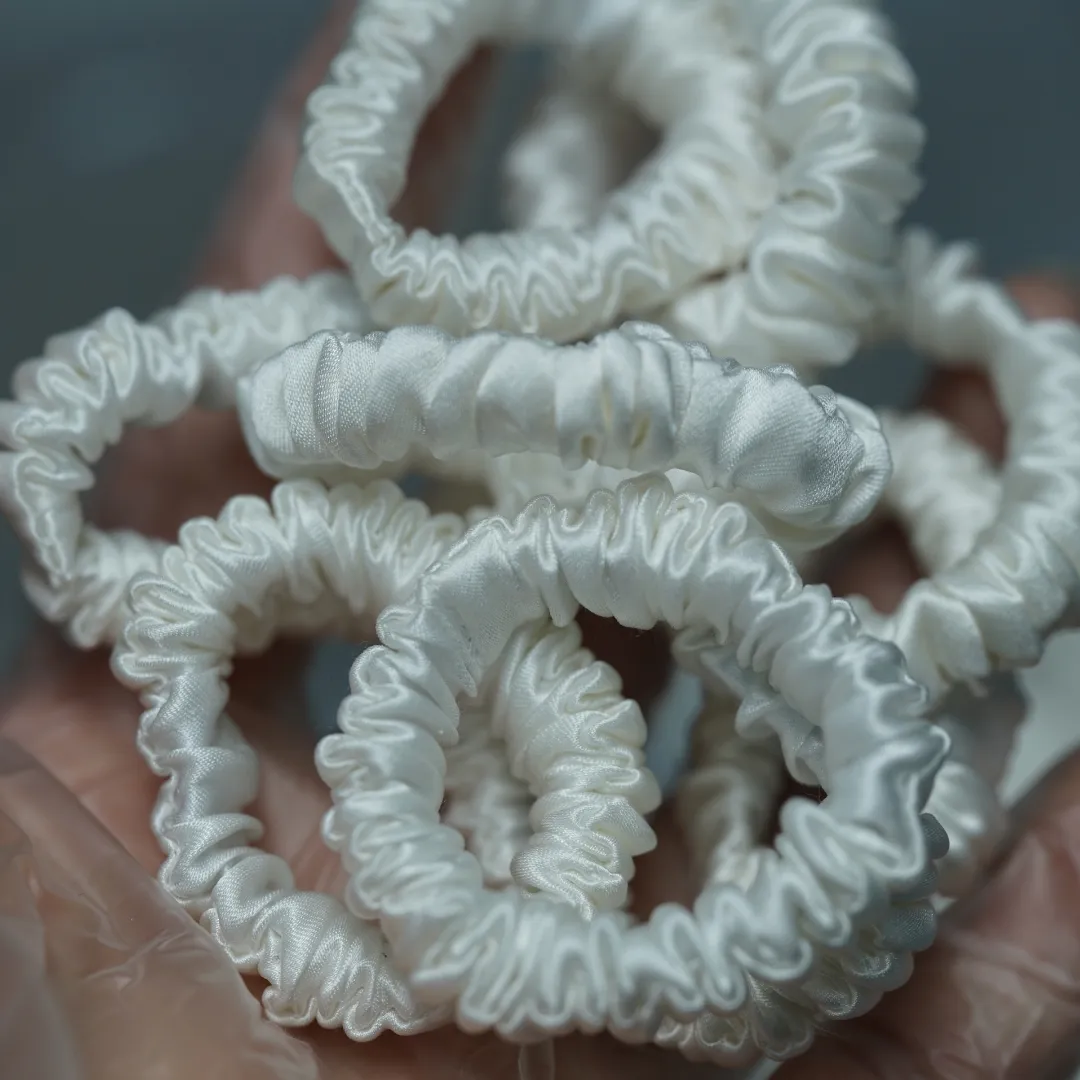 White Silk Scrunchie Tiny - For Adult / Baby / Toddler