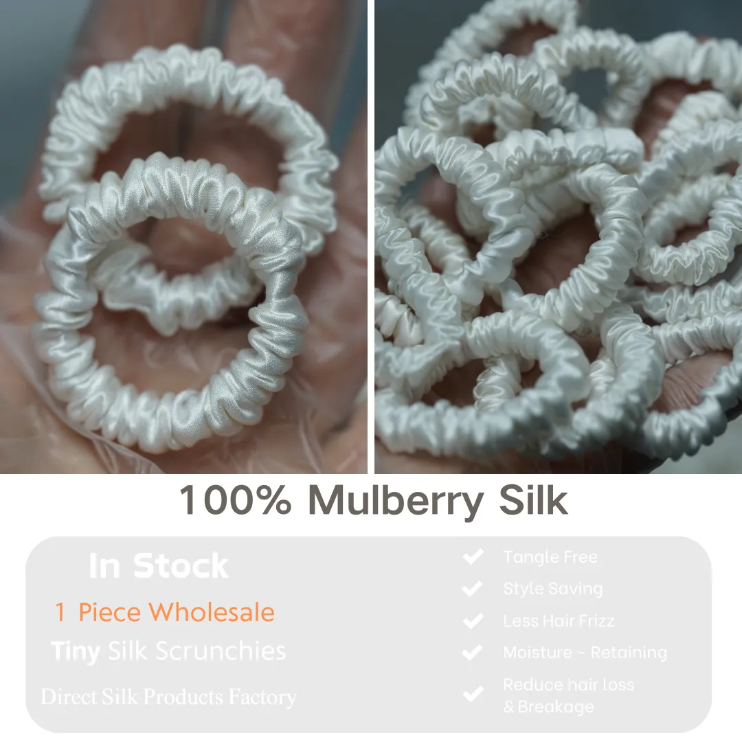 White Silk Scrunchie Tiny - For Adult / Baby / Toddler