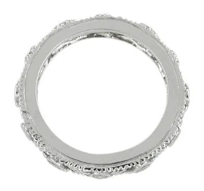 Windemere Art Deco Diamond Filigree Eternity Wedding Ring in 14 Karat White Gold - Size 6 1/2