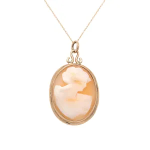 Yellow Gold Shell Cameo Pendant Necklace